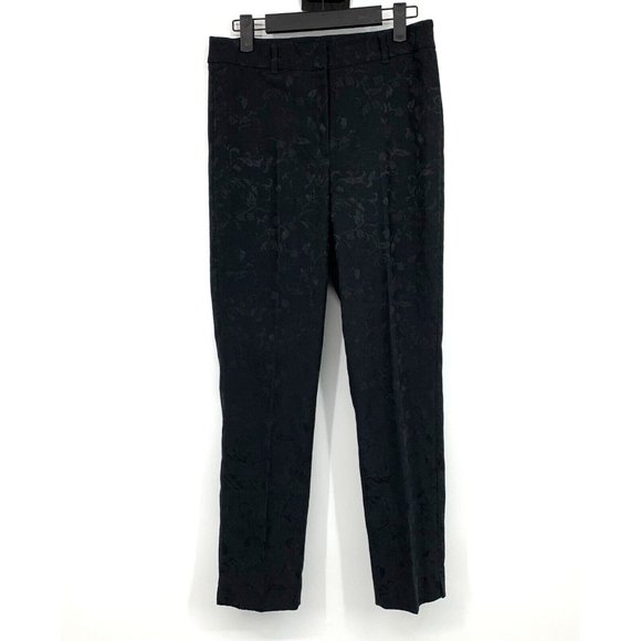 White House Black Market Pants Black Floral Jacquard Slim Ankle - Picture 1 of 9